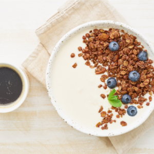 Griekse yoghurt met chocola karamel muesli